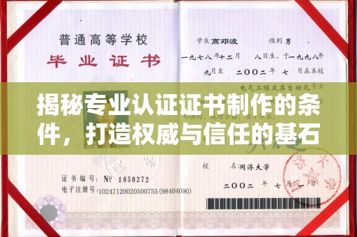 金山屯揭秘专业认证证书制作的条件，打造权威与信任的基石